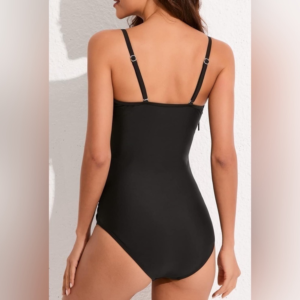 Smismivo Swimsuit Solid Black Fringe Women’s Size Medium Removable Straps NWT - Picture 2 of 9